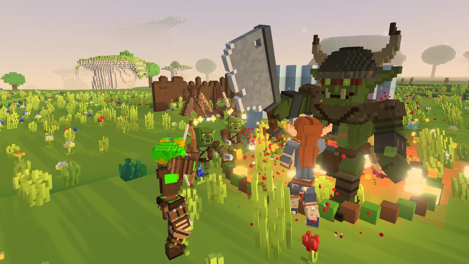 Three players against a goblin chief.
